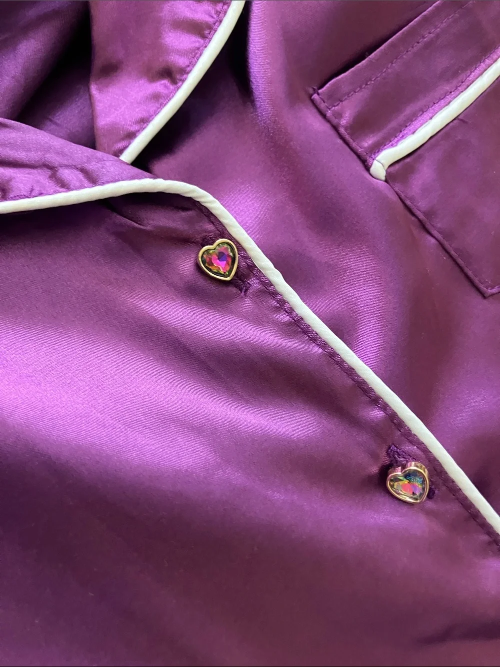 Lola + The Boys Purple Satin Pajama Set with Feather Trim